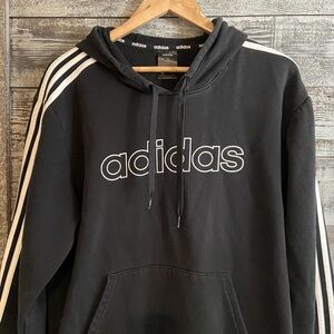 Adidas Black Hoodie with White Stripes